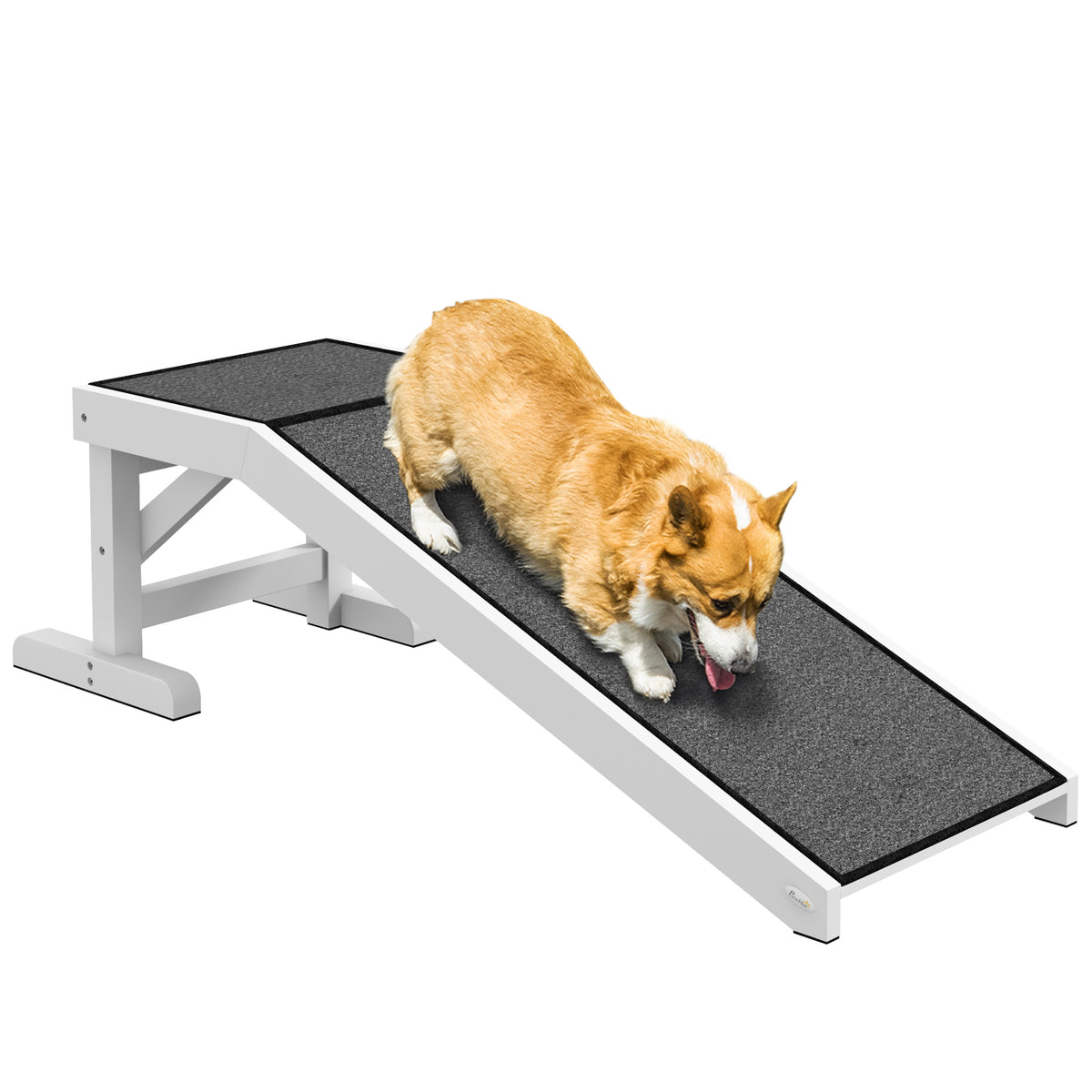 Pet ramp with non-slip carpet 125 x 40 x 35.5cm pine wood