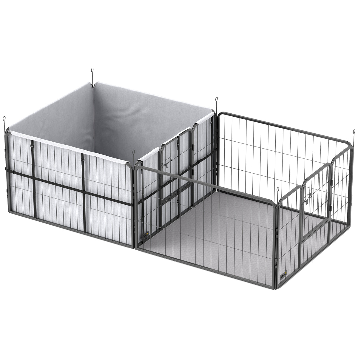Whelping box for puppies, whelping pen puppy playpen with 7 panels, 2 areas, washable whelping mat, 203x102x60cm