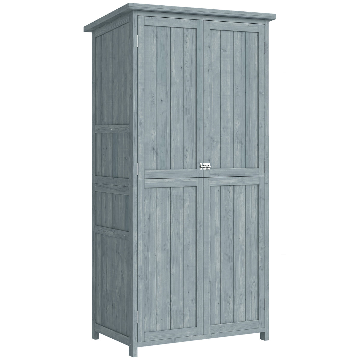 Weatherproof Wooden Garden Cabinet Tool Shed with Double Door Magnetic Closure for Garden Terrace 85 x 54 x 170