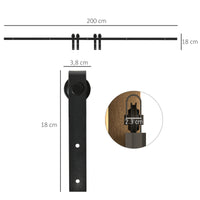 200 cm sliding door complete set, sliding door system with floor guide, sliding door track, rollers, carbon (3)