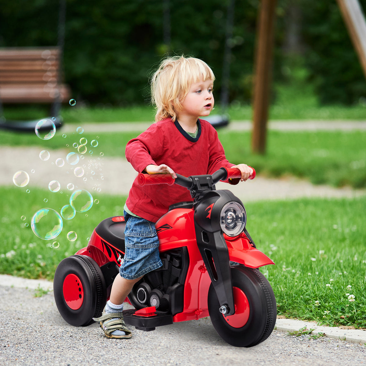 Kids' electric motorcycle, 6V children's motorcycle with music, bubbles, 2.5-3 km/h, for children aged 2-5 (2)