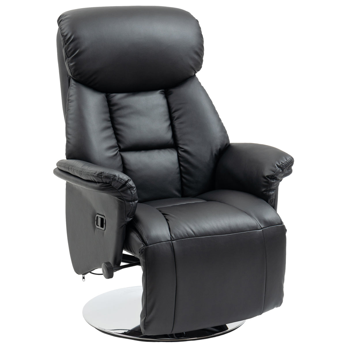 Recliner, reclining function, leather look, footrest, up to 150 kg, 78 x 80 x 109 cm, black