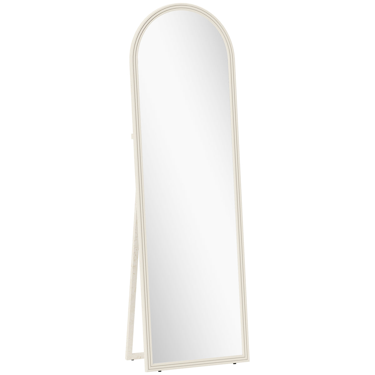 Full-length mirror, 50 x 160 cm, free-standing, wall-mounted, arched frame, white