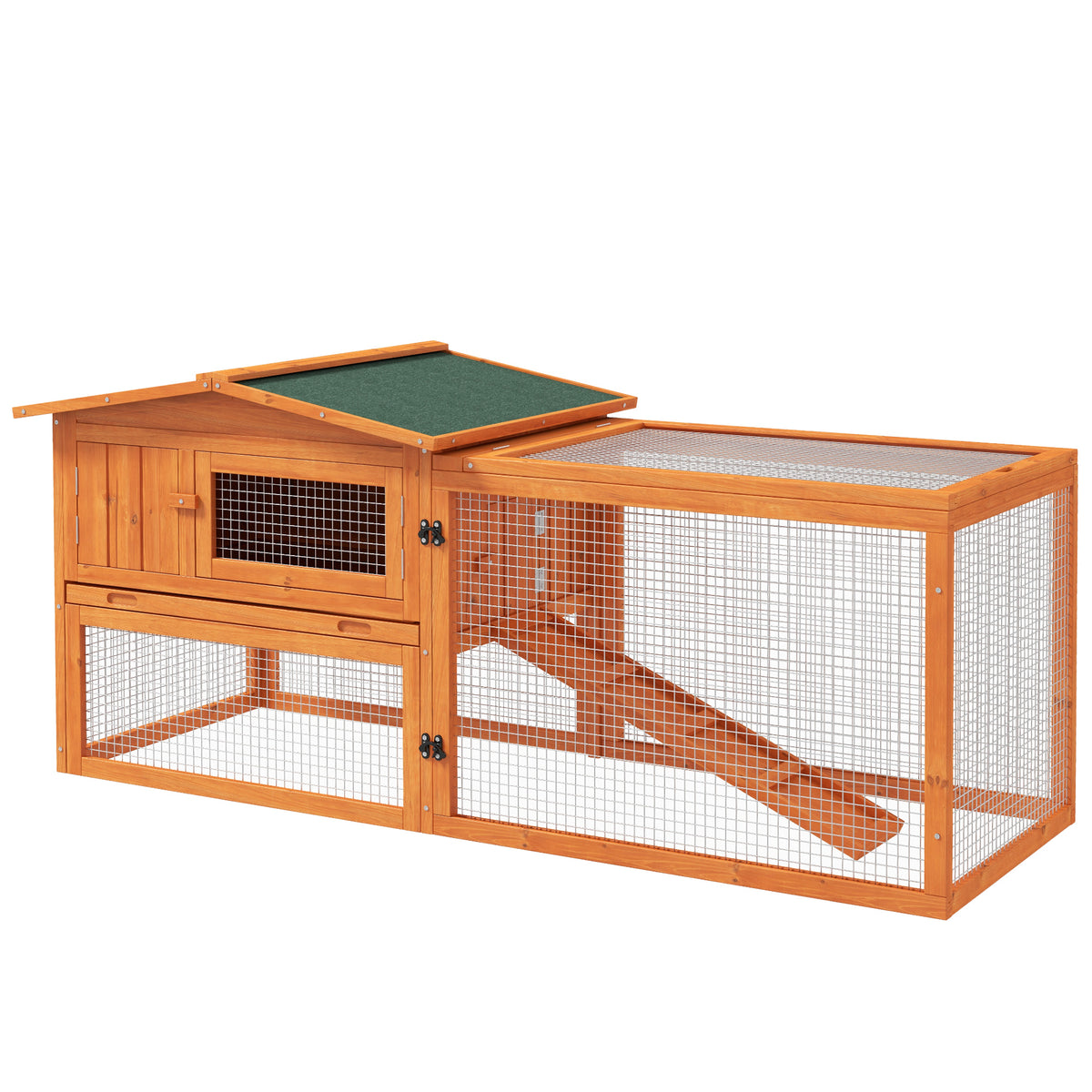 Small animal hutch small animal cage small animal house with asphalt roof fir wood orange