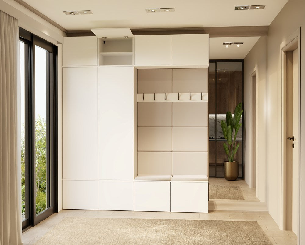 Garderobe HAGA IV 2Sz2W WEISS 2x Schrank + 2x Kleiderpaneel für Flur – Produktabbildung 2