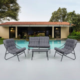 4-teiliges Gartenmöbelset VIBE Sessel Sofa Tisch GRAU – Produktabbildung 2