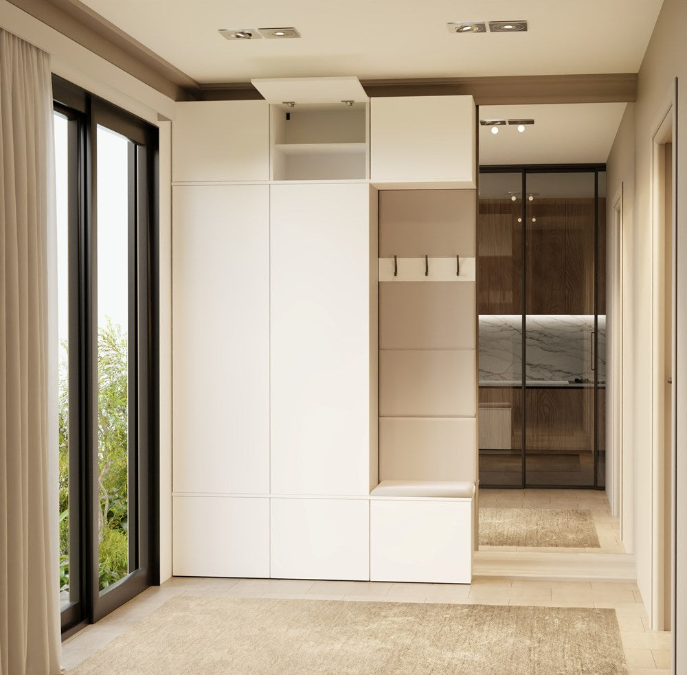 Garderobe HAGA III 2Sz1W WEISS 2x Schrank + Kleiderpaneel für Flur – Produktabbildung 2