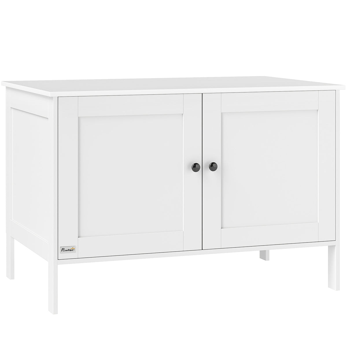 Cat Litter Box Enclosure Cat House with Door Partition for Large Cats 80 x 51 x 54 cm White