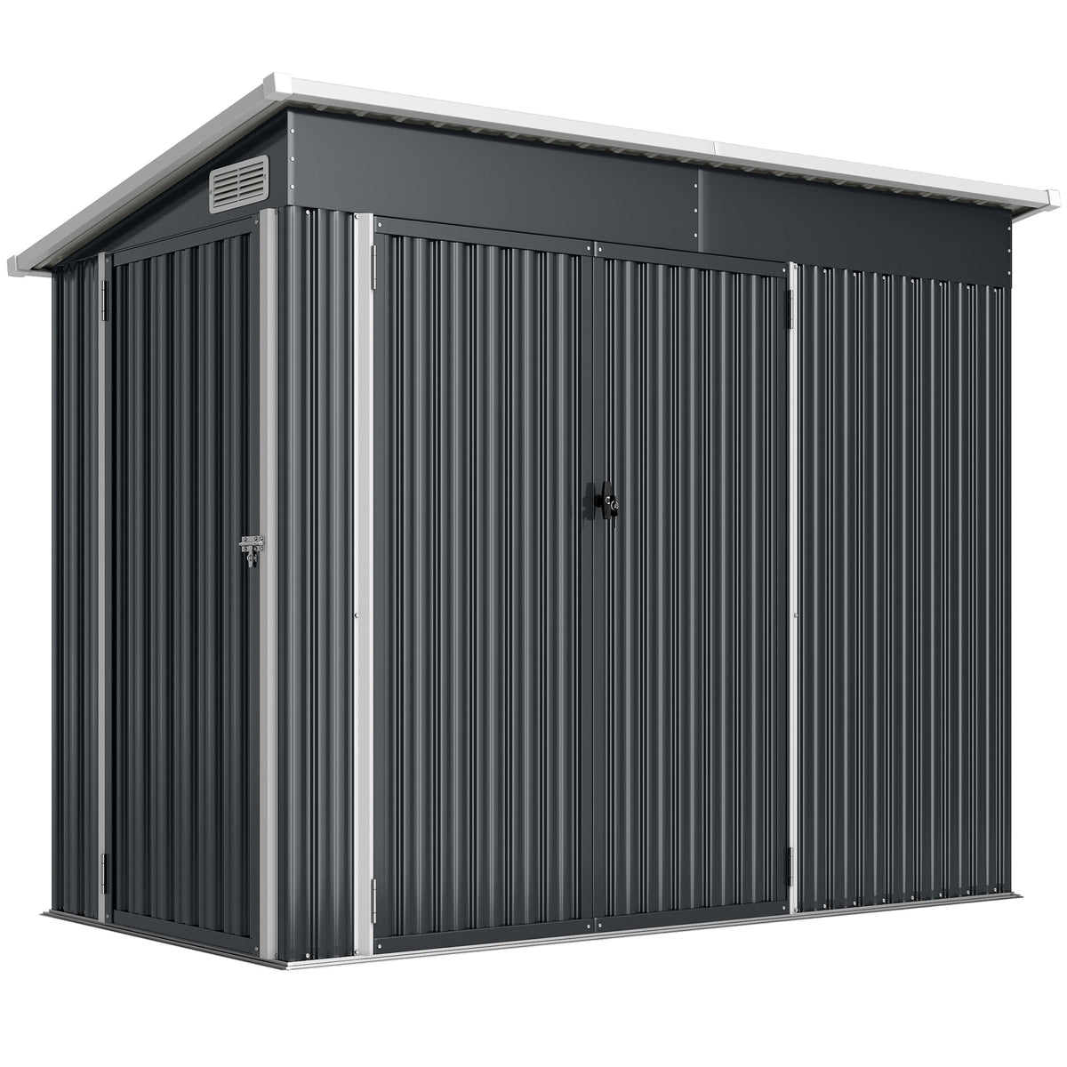 Metal tool shed 2.68 m², lockable garden shed with 3 doors, ventilation, pent roof, gloves