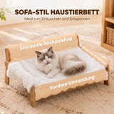 Elevated cat bed with wooden frame, removable cover, cotton filling, and non-slip feet, for cats up to 8 kg (4)