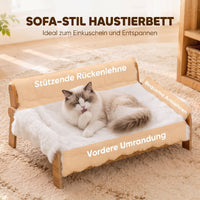 Elevated cat bed with wooden frame, removable cover, cotton filling, and non-slip feet, for cats up to 8 kg (4)