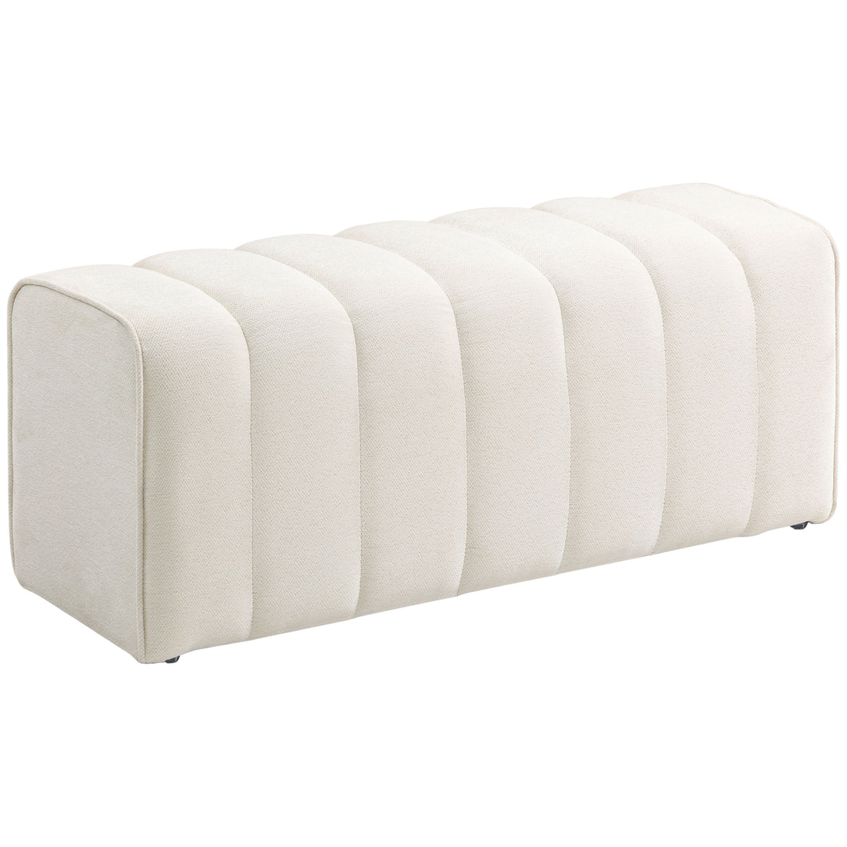 Modern bedroom bench, upholstered bench with wooden frame, load capacity up to 220 kg, footrest, cream white