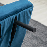 Sofa bed 2-seater velvet sofa, sleeping function, incl. 2 cushions, velvet look, natural + blue (7)