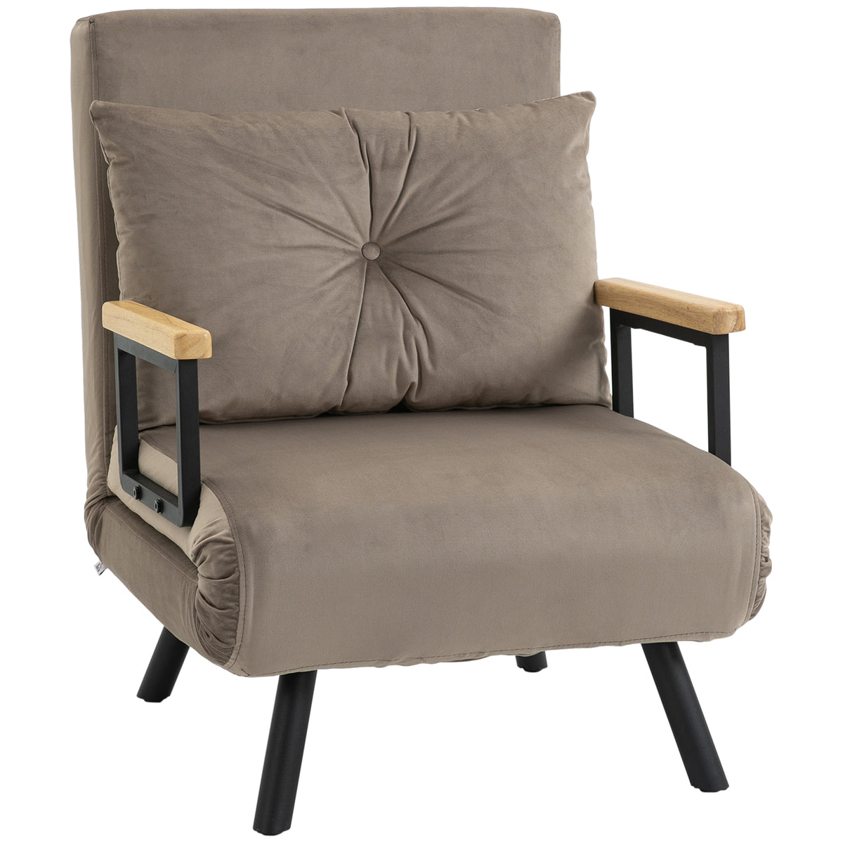 Sleeper chair, guest bed, adjustable backrest, up to 120 kg, steel frame, 63x73x81cm, light brown