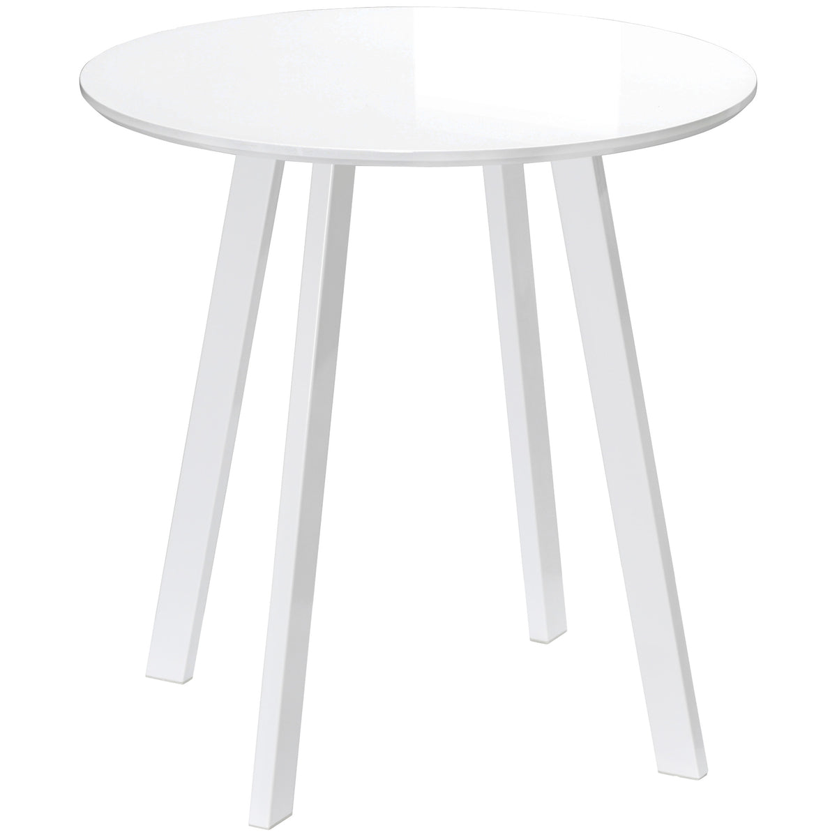 Dining table, kitchen table, for 2 people, high-gloss finish, with table legs, white, 72 x 72 x 75cm