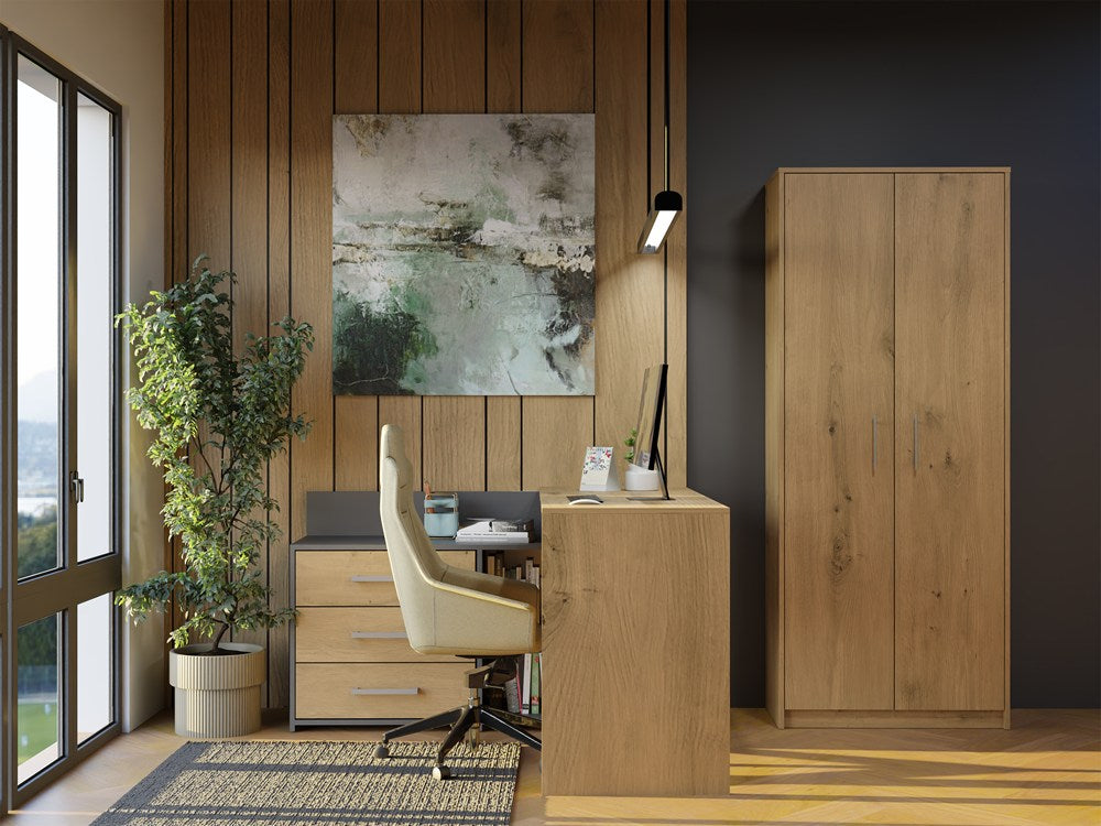 Büroregal OLIV 2D 2 Türen für Büro Arbeitszimmer Wohnzimmer EICHE ARTISAN – Produktabbildung 2
