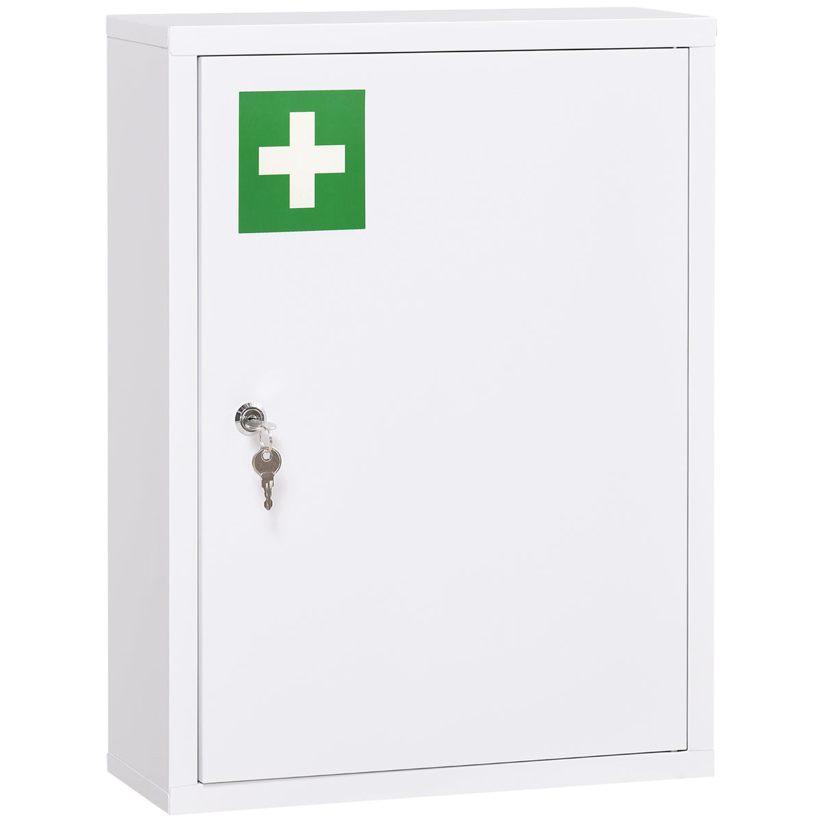 Medicine cabinet, 3 shelves, lockable door, sturdy steel housing, white, 40 x 15 x 53.5 cm