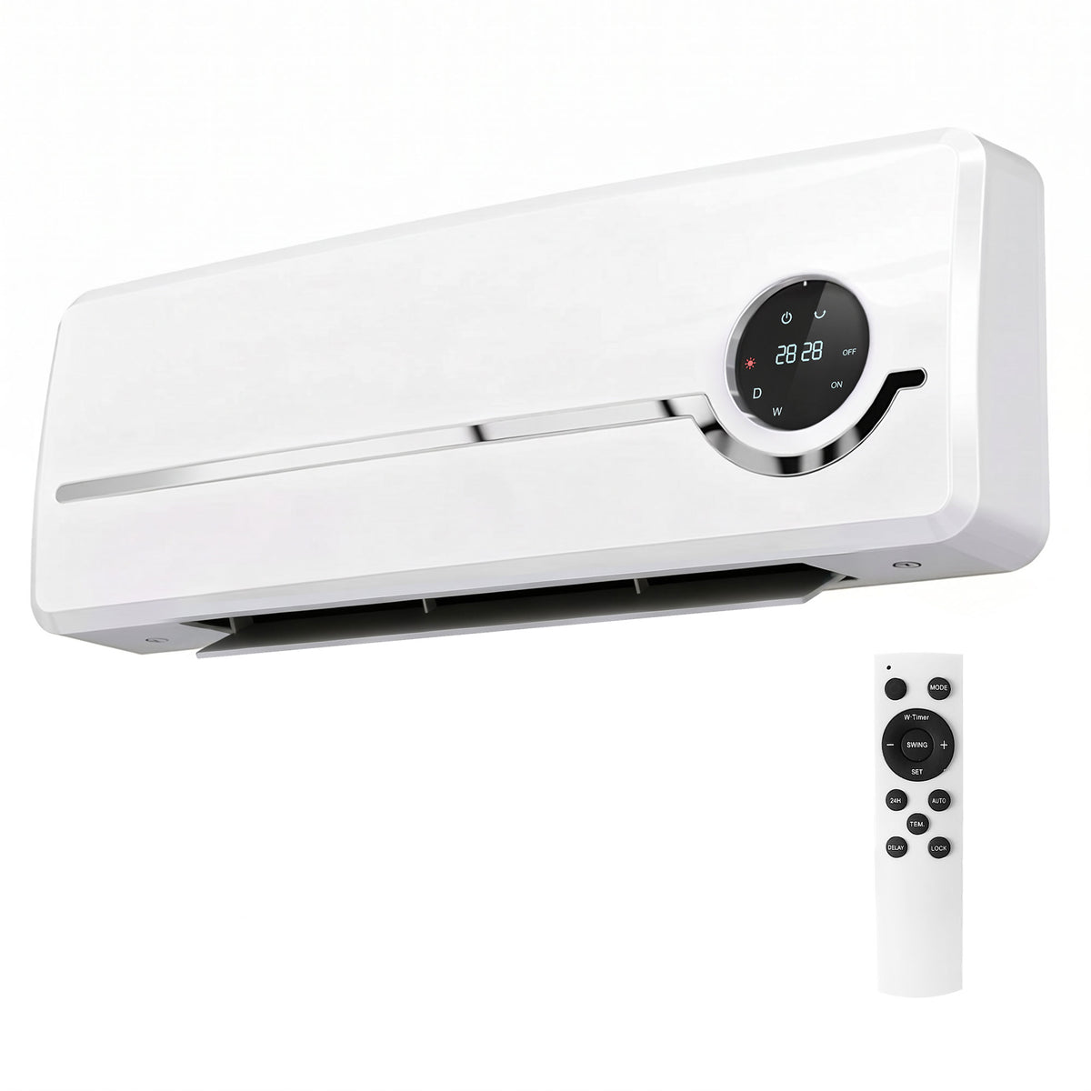 Wall-mounted fan heater 2000W ceramic wall heater with fan, remote control, 2 heating modes, LED display
