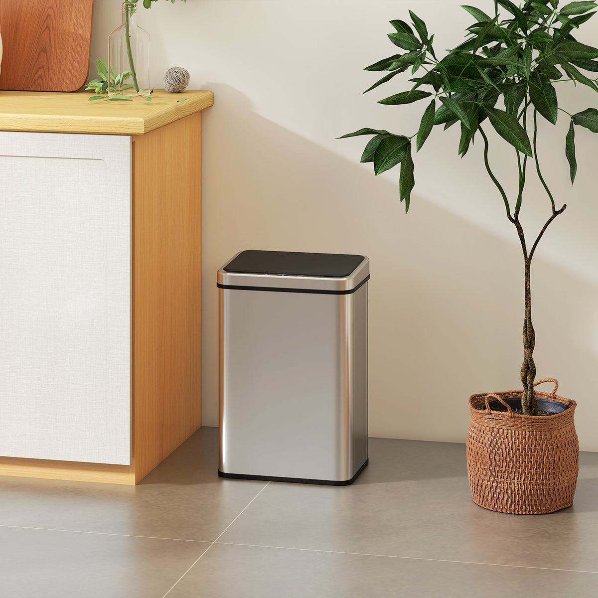 40L Sensor Trash Can Stainless Steel Automatic Waste Bin with Soft-Close Lid Motion Sensor 35.5 x 26 x 55 cm (2)