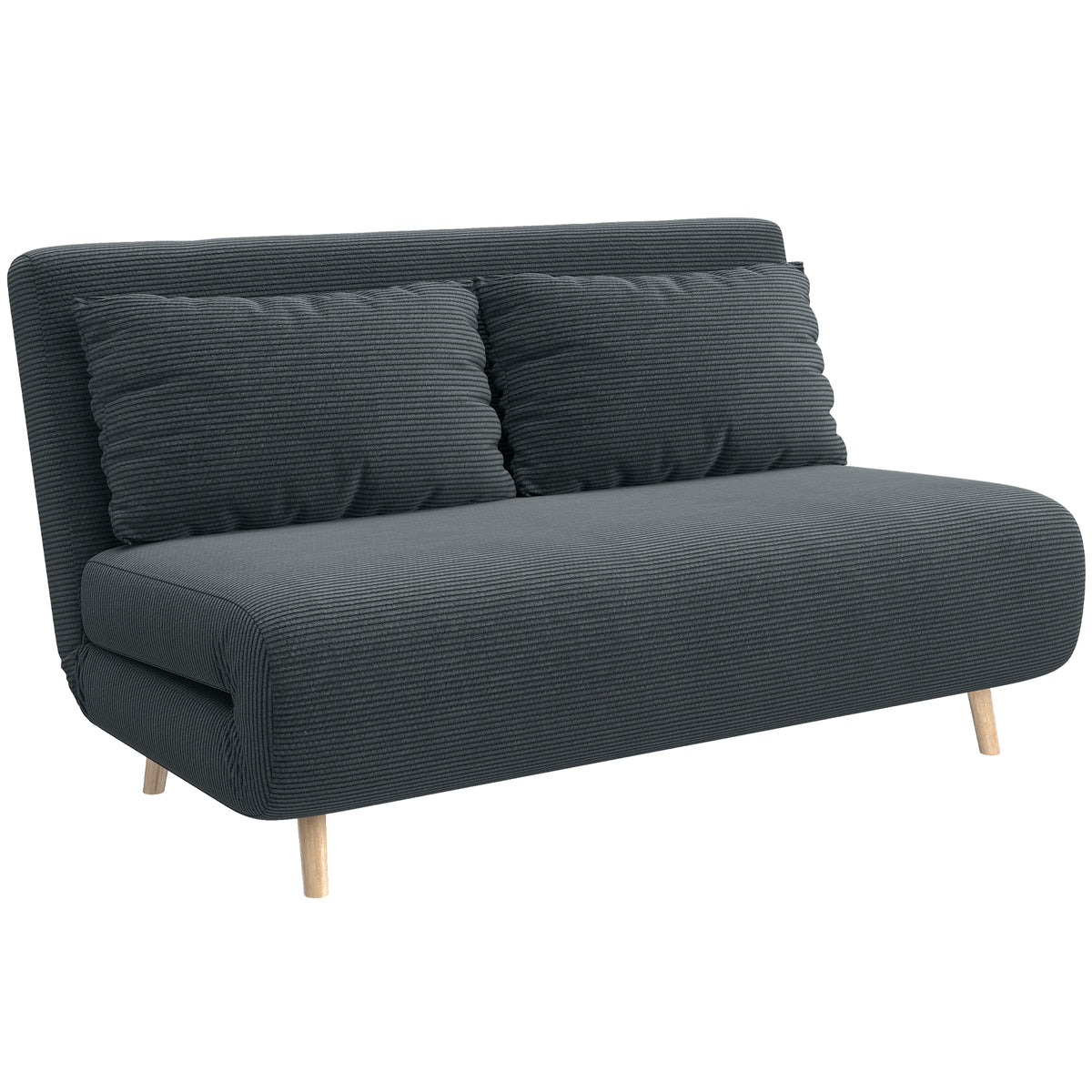 Sofa bed, guest bed, 3-position adjustable backrest, corduroy look, up to 120 kg, 141 x 90 x 81 cm, dark grey
