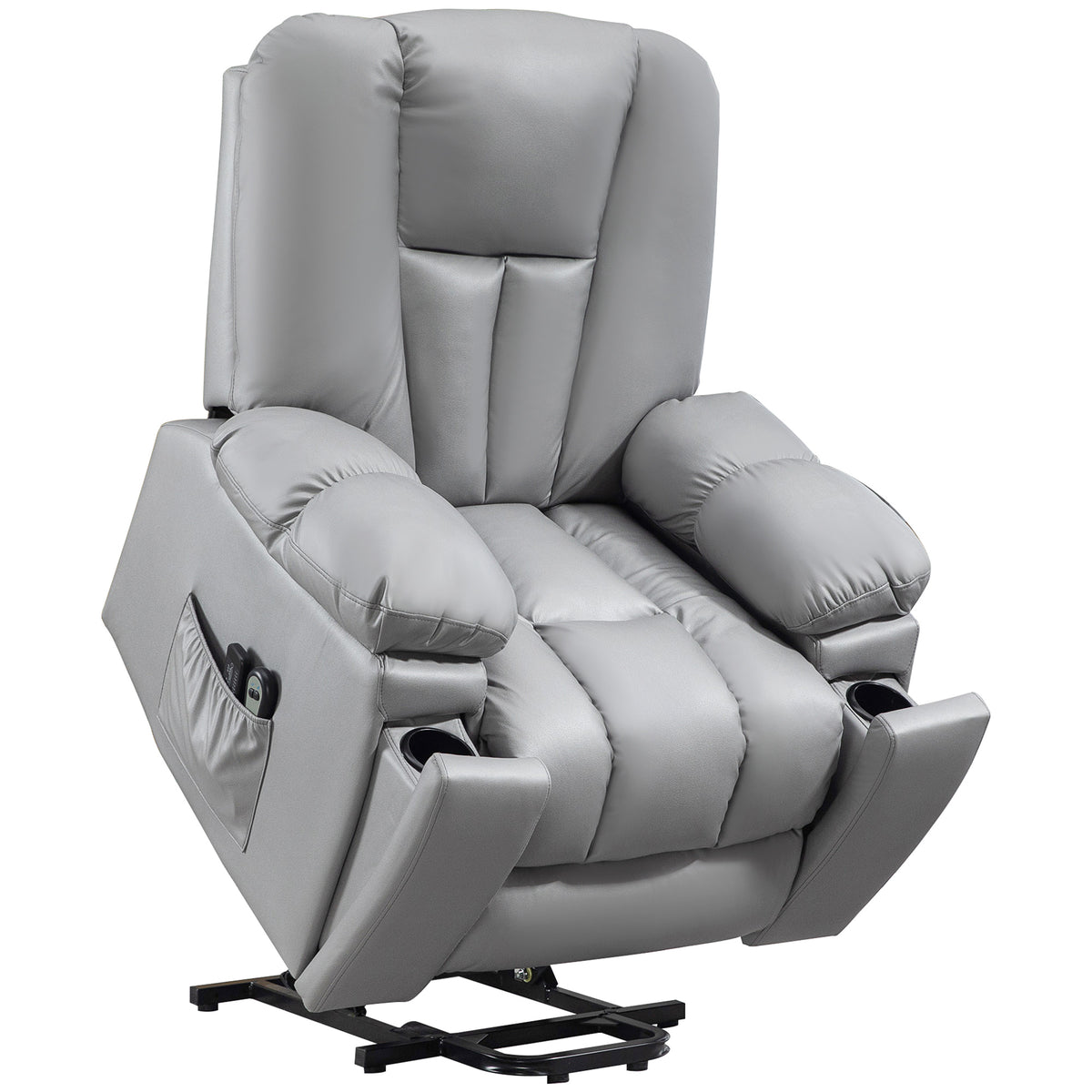Massage Recliner, Relax Chair, Senior Chair, Remote Control, Side Pockets, 94 cm x 96 cm x 106 cm, Dark Gray