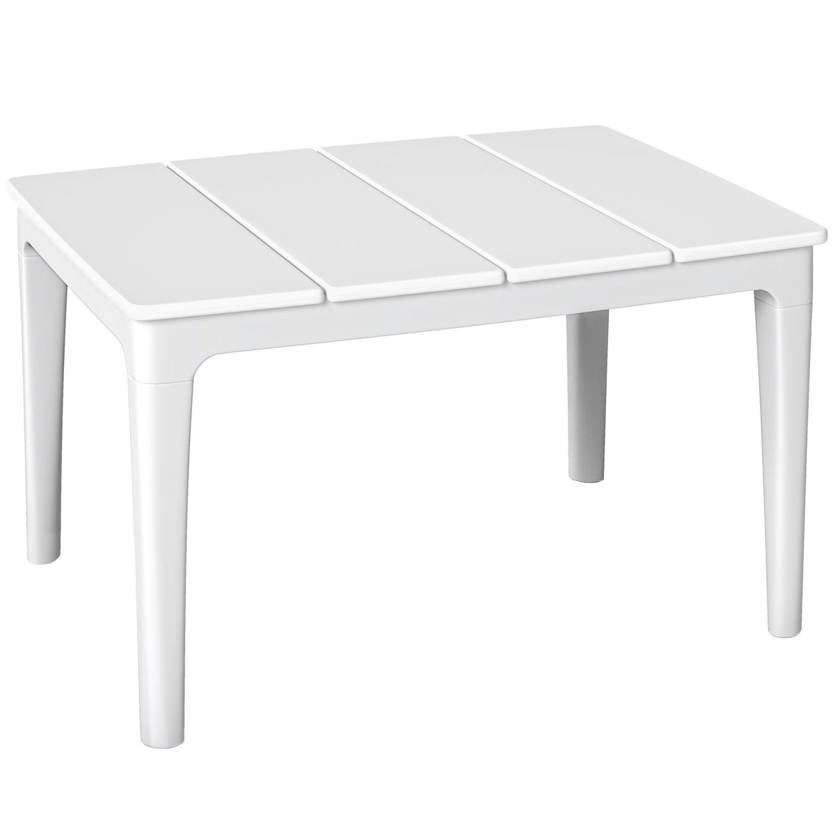 Side table 70 x 53cm weatherproof plastic garden table rectangular balcony table 35kg load capacity cream white