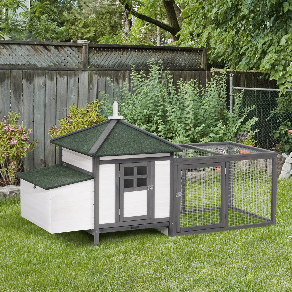 Chicken coop for bantam chickens 196 x 76 x 97 cm weather-resistant chicken house with nesting box, outdoor (2)