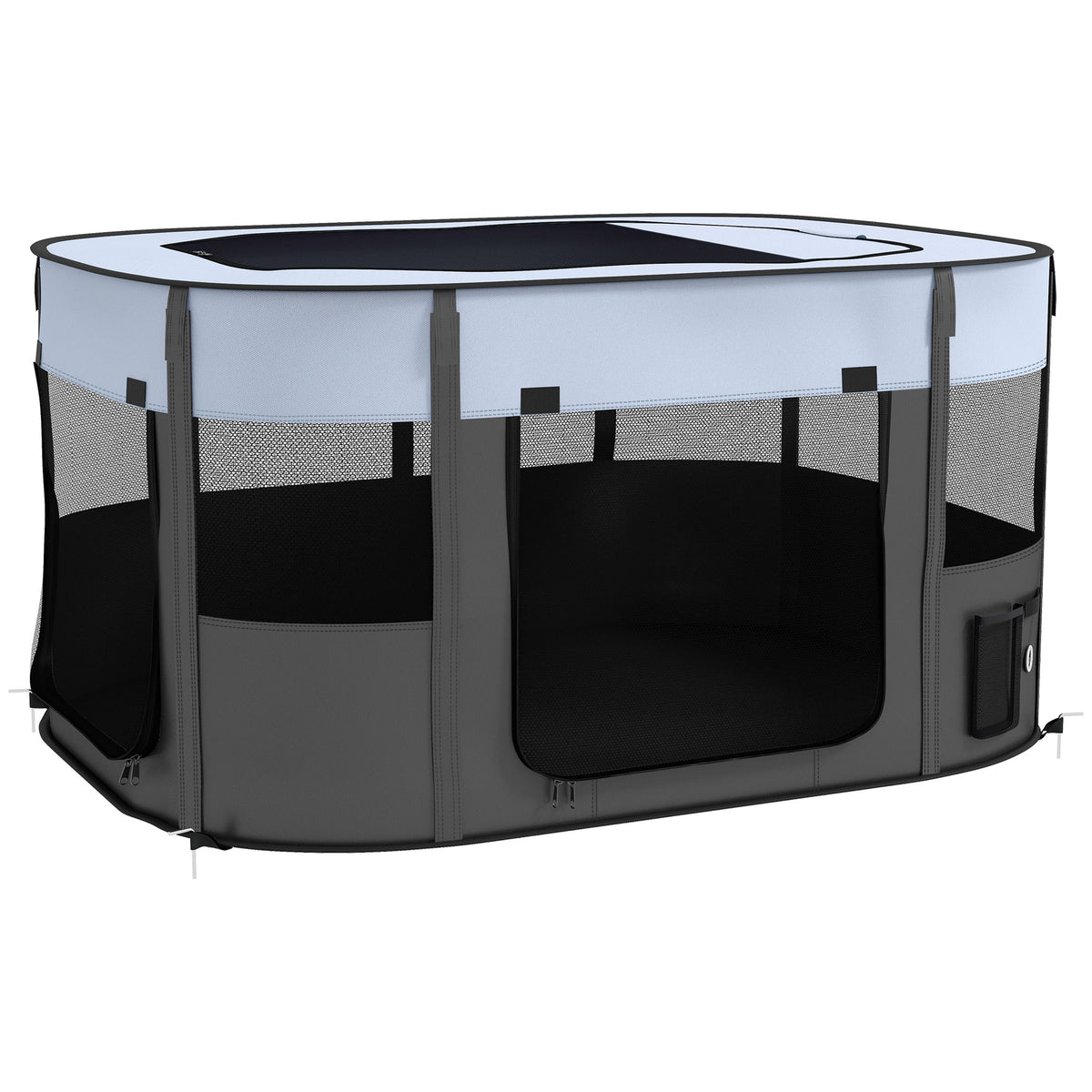 Pet playpen, foldable, with storage bag, for puppies and kittens, indoor and outdoor, grey