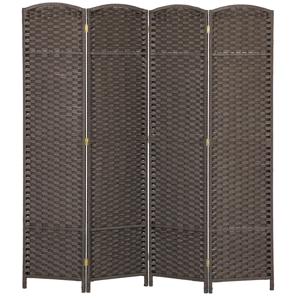 4-panel room divider, foldable privacy screen, privacy wall for living room, bedroom, home office, brown