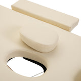 Massage table, foldable massage couch, height-adjustable massage bench for spa, salon, faux leather, wood, cream (9)