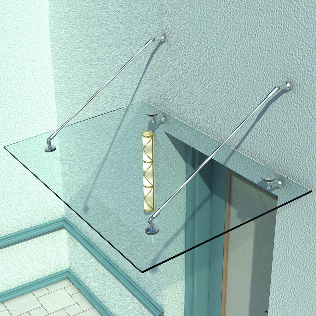Canopy, glass canopy, door canopy, tempered glass, 304 stainless steel, clear glass 150 x 90 cm (2)