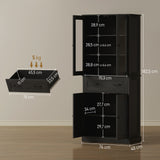 Kitchen cabinet, sideboard, acrylic front, drawers, 76 x 40 x 182.5 cm, black (3)