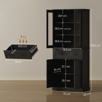 Kitchen cabinet, sideboard, acrylic front, drawers, 76 x 40 x 182.5 cm, black (3)