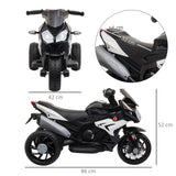 Electric ride-on motorcycle for kids, lights & sounds, 3 km/h, rechargeable, plastic & metal, black/white (3)