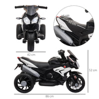 Electric ride-on motorcycle for kids, lights & sounds, 3 km/h, rechargeable, plastic & metal, black/white (3)