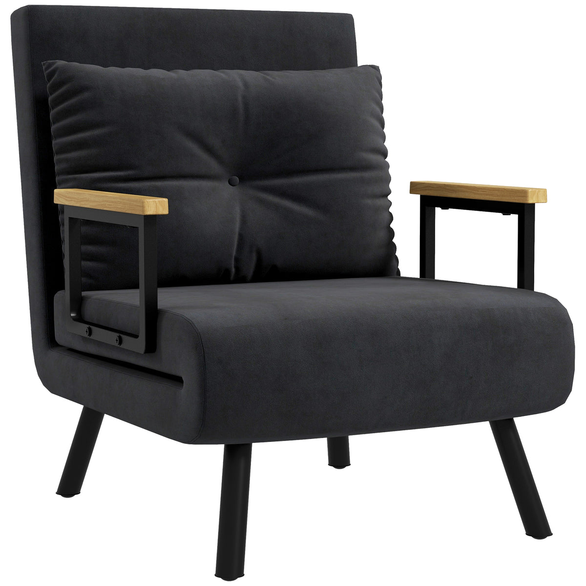 Scandinavian-style recliner, lounge chair, reading chair. Incl. button-tufted cushion, black