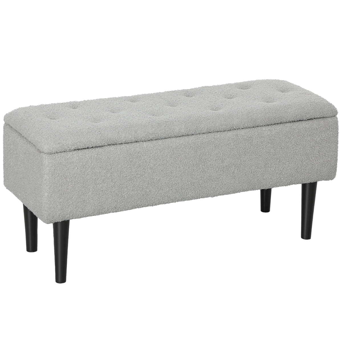 Storage chest, bench with storage space, up to 120kg, velvet look, 95x38x45cm, grey