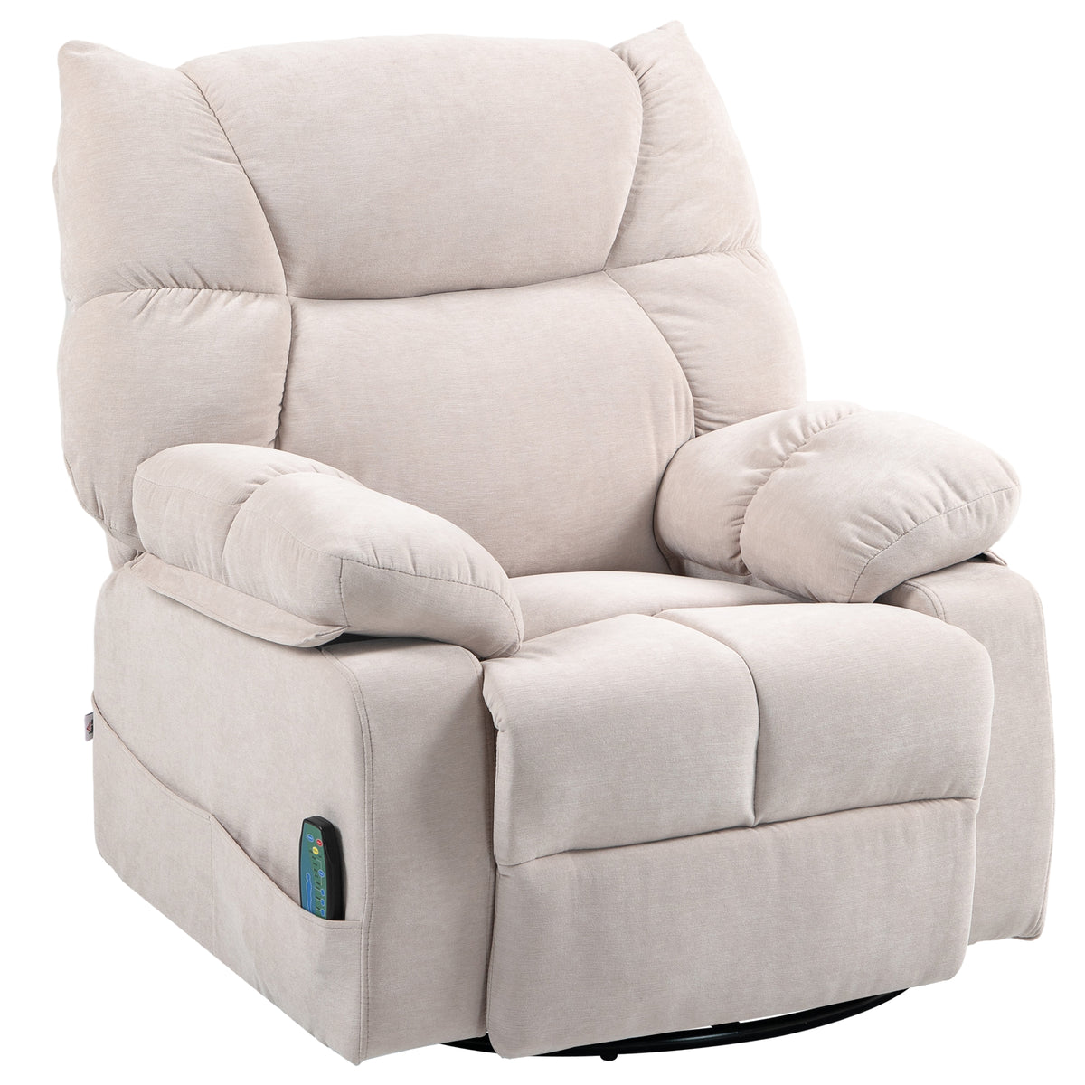 Massage chair with heat & recline function, swivel, up to 150 kg, metal frame, 98x90x98cm, beige