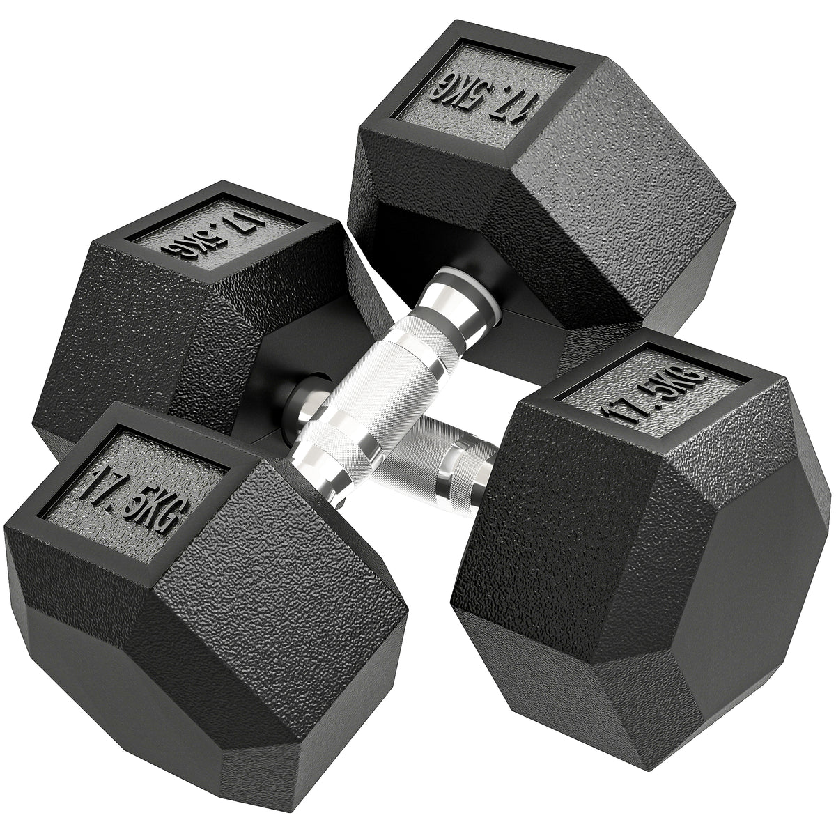Dumbbell, 35 kg dumbbell, hand weight, weight, anti-slip handle, black + silver