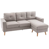 3-seater corner sofa, linen look, reversible chaise longue, 193x136x85 cm, light grey