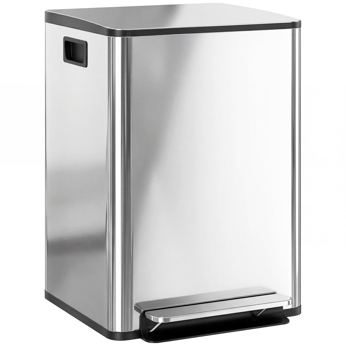 Trash can with 2x20L compartments, soft-close lid, fingerprint-proof, stainless steel, silver