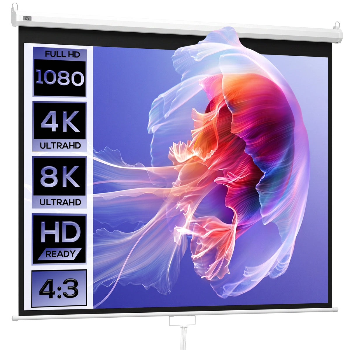 Projector Screen 244 x 183 cm 120 inch 4:3/ 16:9 Manual Projection Screen for Home Cinema