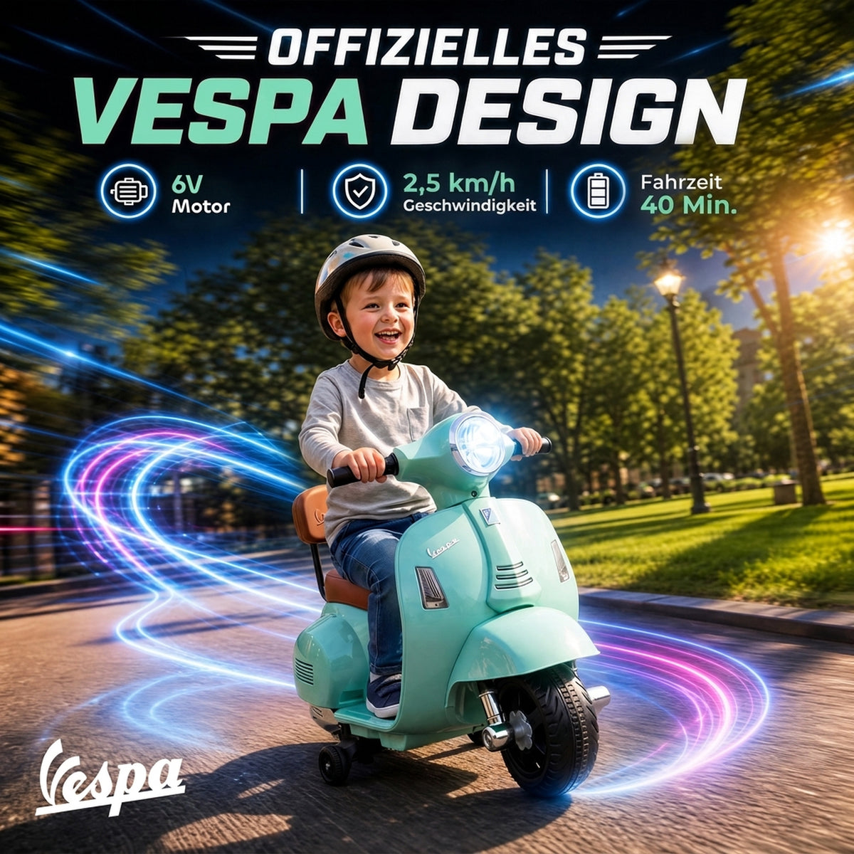 Electric Motorcycle for Kids Mini Vespa GTS 6V Electric Motorbike with Lithium Battery Ergonomic Seat Backrest (4)