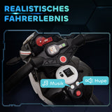 Electric ride-on motorcycle for kids, lights & sounds, 3 km/h, rechargeable, plastic & metal, black/white (4)