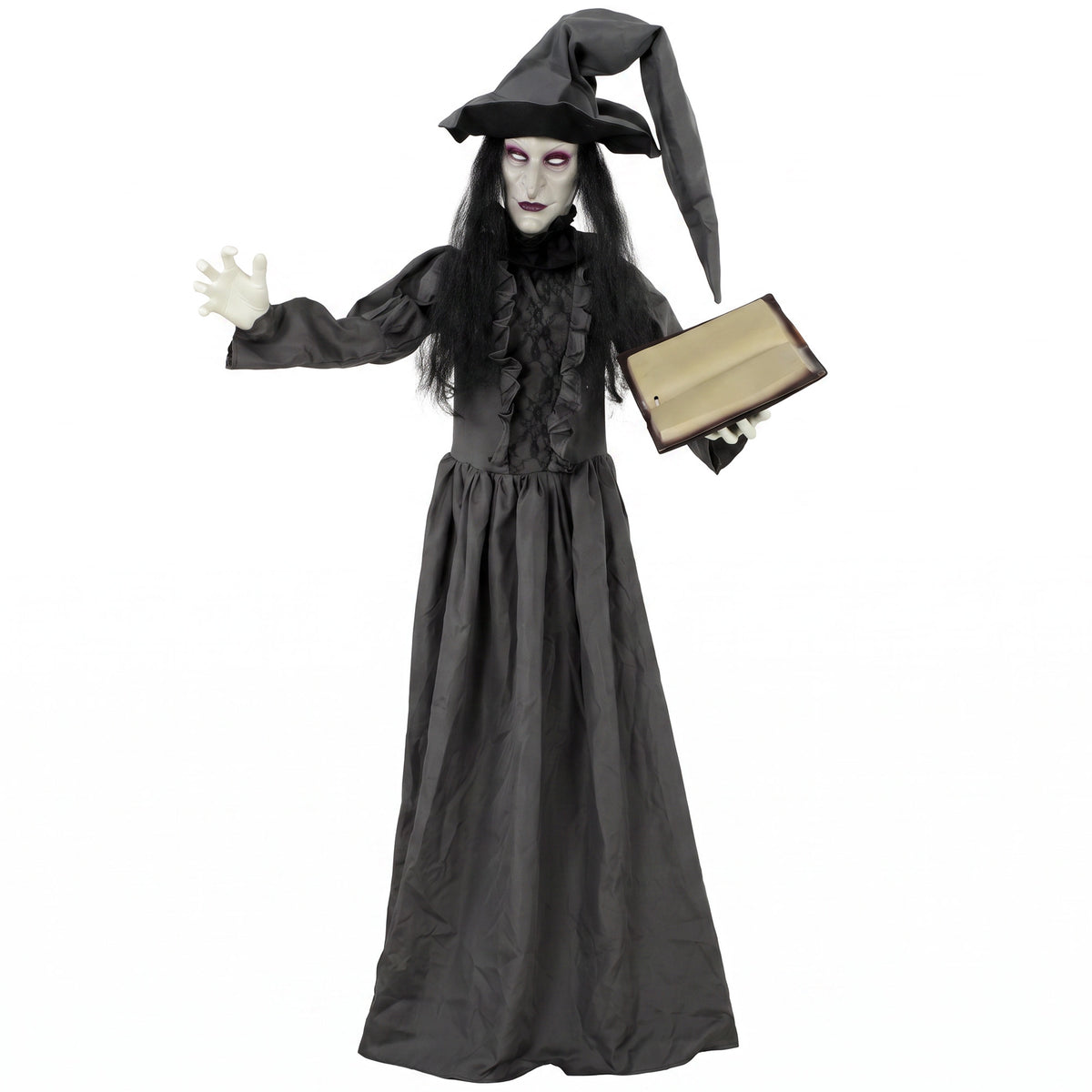 180 cm Halloween Animated Witch Decoration Life-size with Glowing Eyes, Scary Sound, Touch Activation