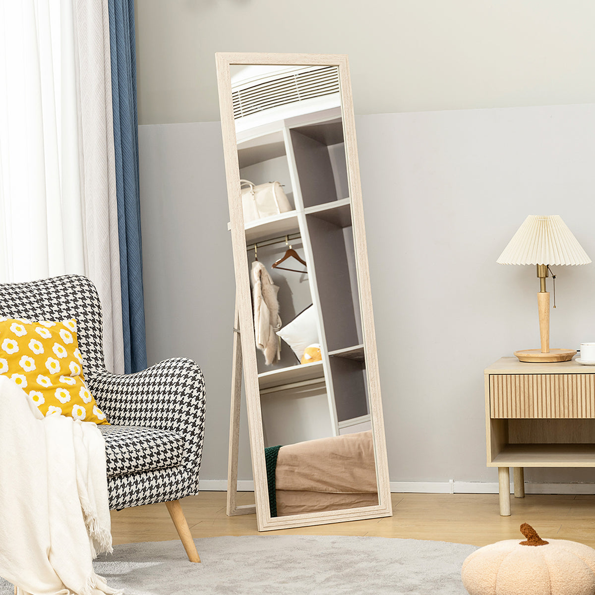 160 x 50 cm full-length mirror, versatile use, rectangular design with frame, white (2)
