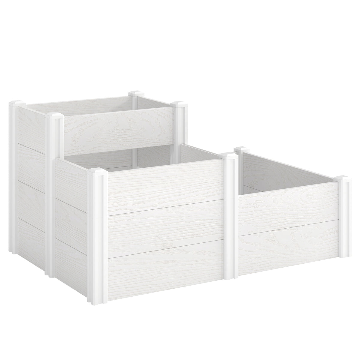 3-Tier Stackable Raised Garden Bed with Open Bottom, Modular Herb Bed, DIY Assembly, Plastic