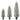 Set of 3 flocked LED Christmas trees, slim, with PVC branches, 90/120/150 cm
