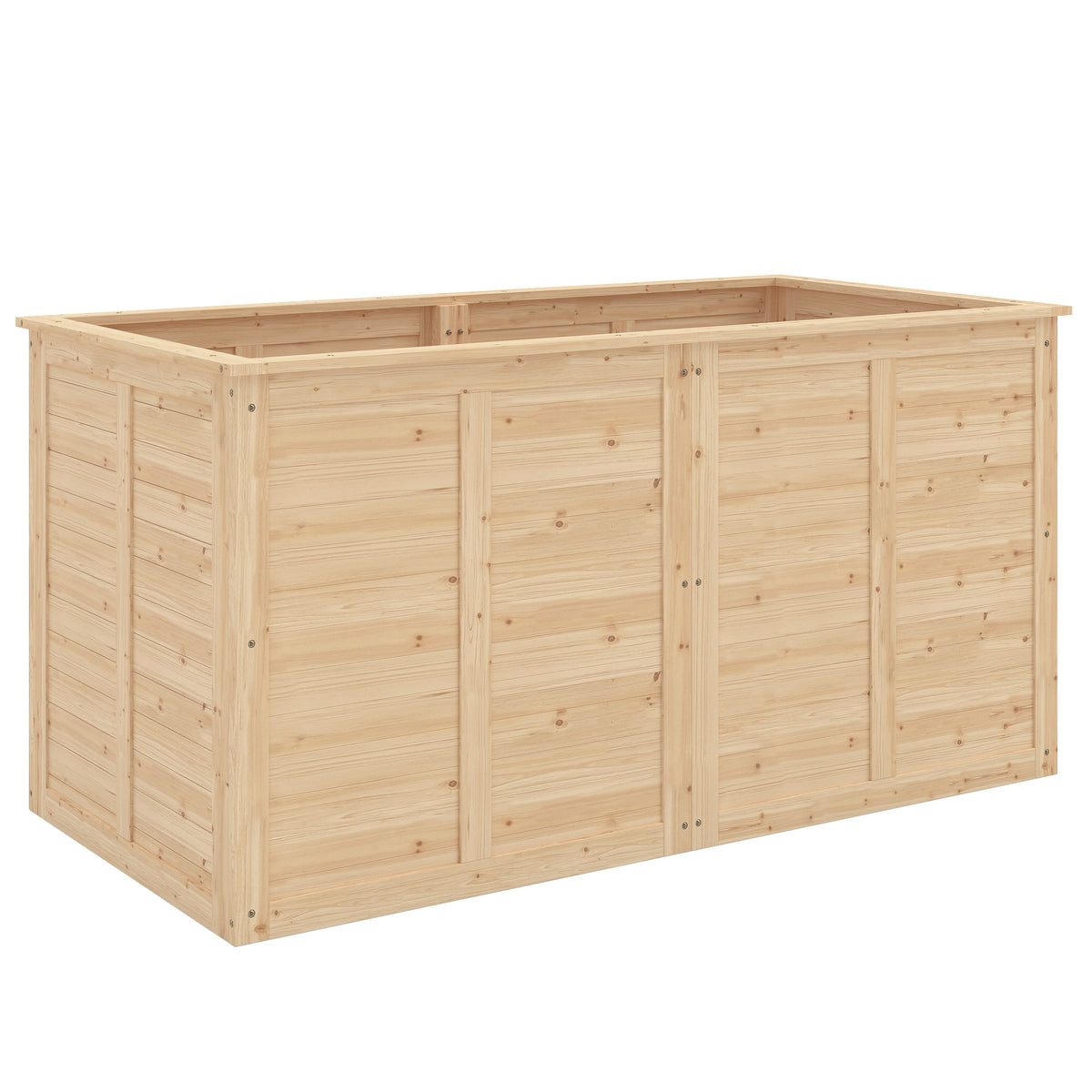 Wooden Raised Garden Bed 152 x 77 x 77 cm Elevated Herb Planter with Open Bottom and Reinforcement Bars