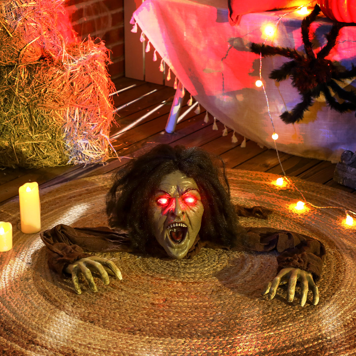 Crawling zombie decoration for Halloween, sounds, lights, battery-operated (2)